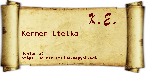 Kerner Etelka névjegykártya